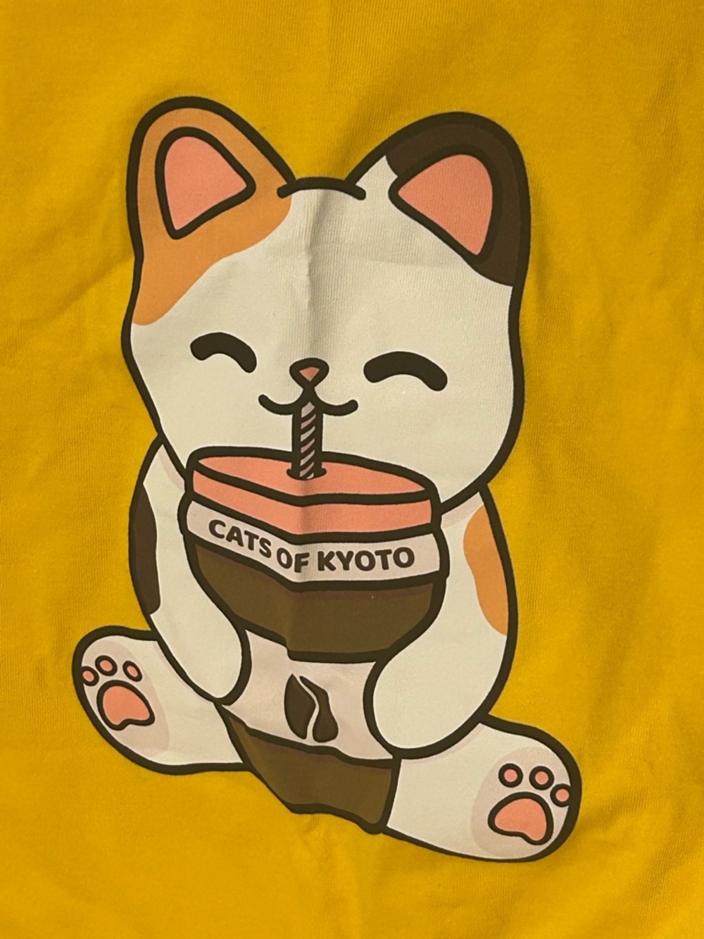 Yellow Japanese Cat Graphic Tee / Cats of Kyoto - Picture 2 of 3